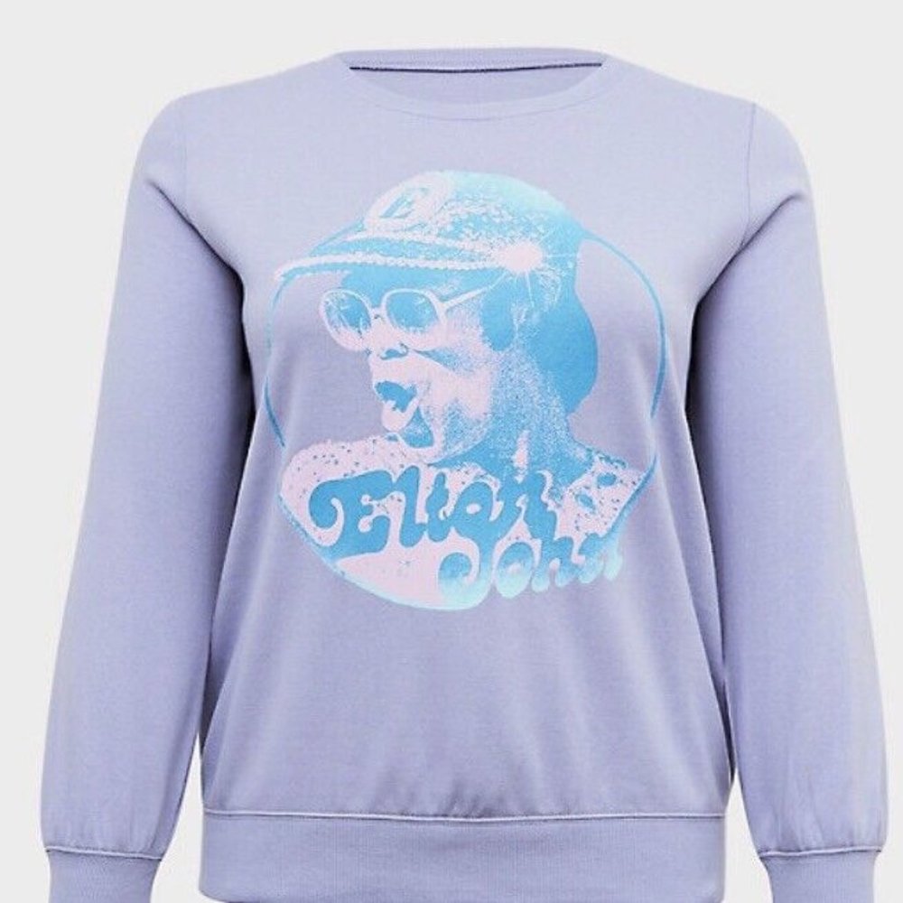 Torrid Elton John Lavender Purple Fleece Sweatshirt